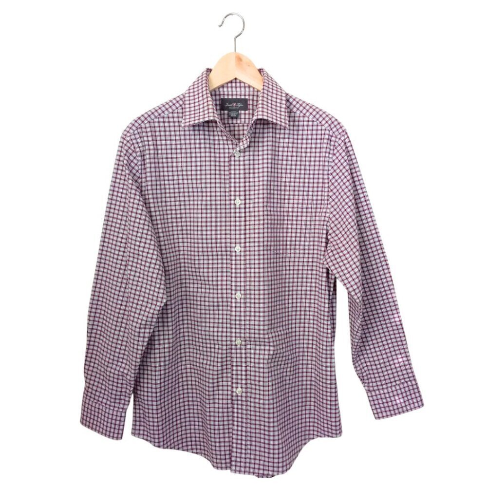 David Taylor Collection Men's Shirt – Long Sleeve Button-Down Plaid, Size S